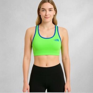 The North Face Reversible Sports Bra Medium Blue Neon Yellow Racerback Athletic
